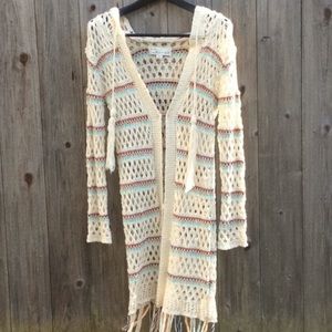 Vintage Havana Crocheted Long Sweater